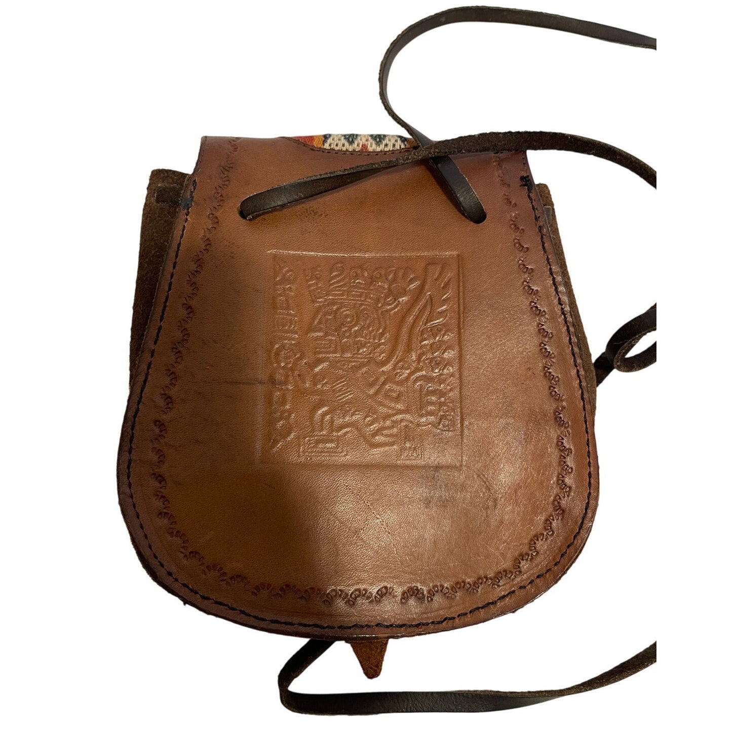 Vintage Leather Aliento Design Bolivian Satchel Bag