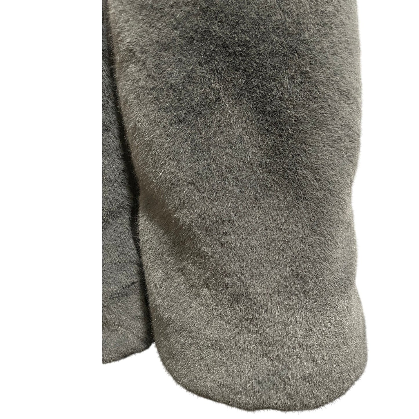 White House Black Market Gray Collared Faux Fur Vest - Women's Large