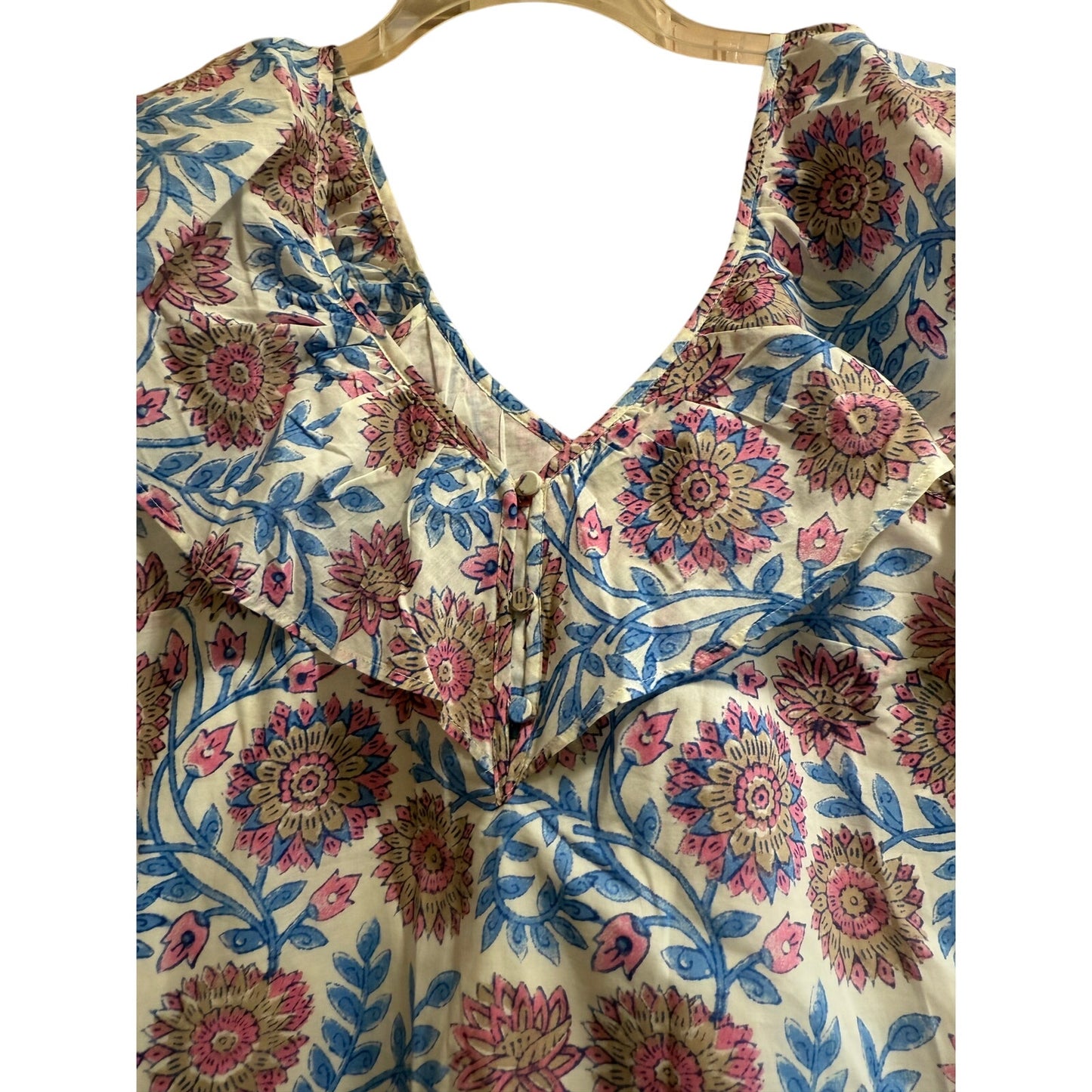 J.Crew Pink & Blue Floral Sleeveless Blouse Small Ruffle Neck - NWT $69.50 MSRP