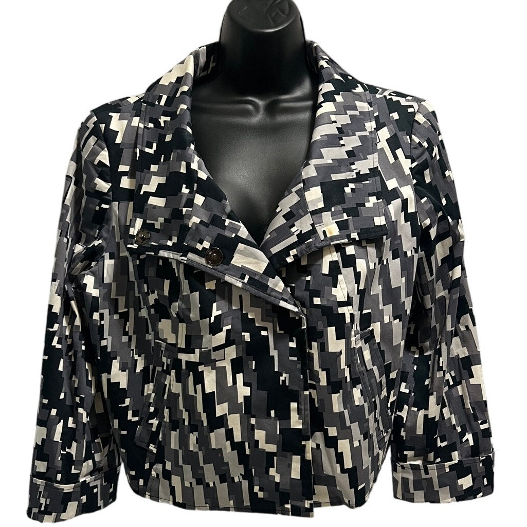 Calvin Klein Abstract Black White Grey Size Large Cotton Blend Jacket