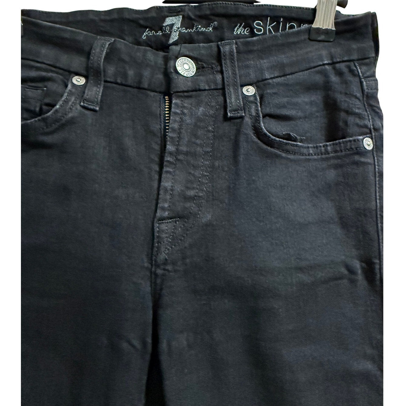 7 For All Mankind The Skinny Black Denim Jeans - Size 26