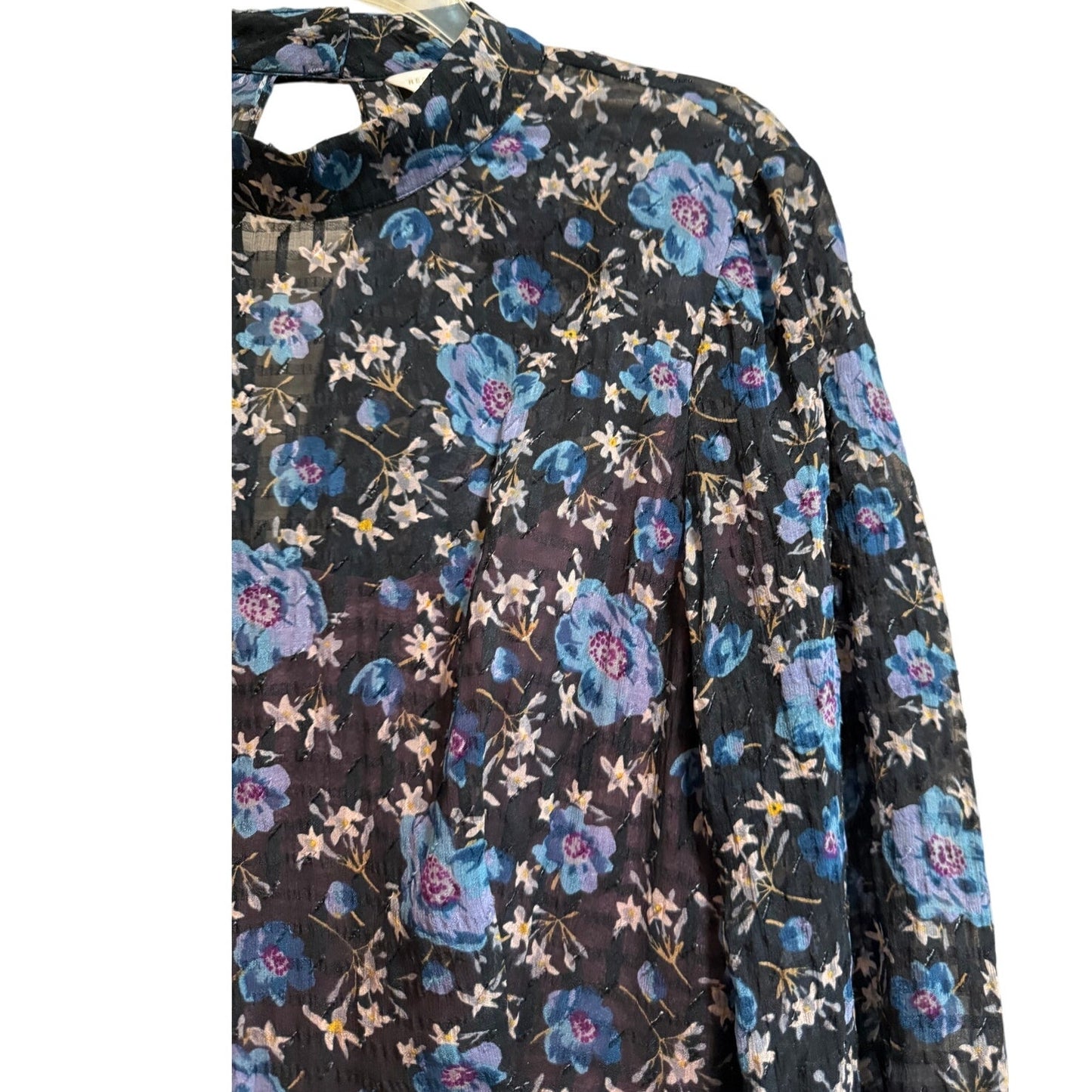 Rebecca Taylor Blue Floral Sheer Midi Dress - Real Real Tags - Size 6