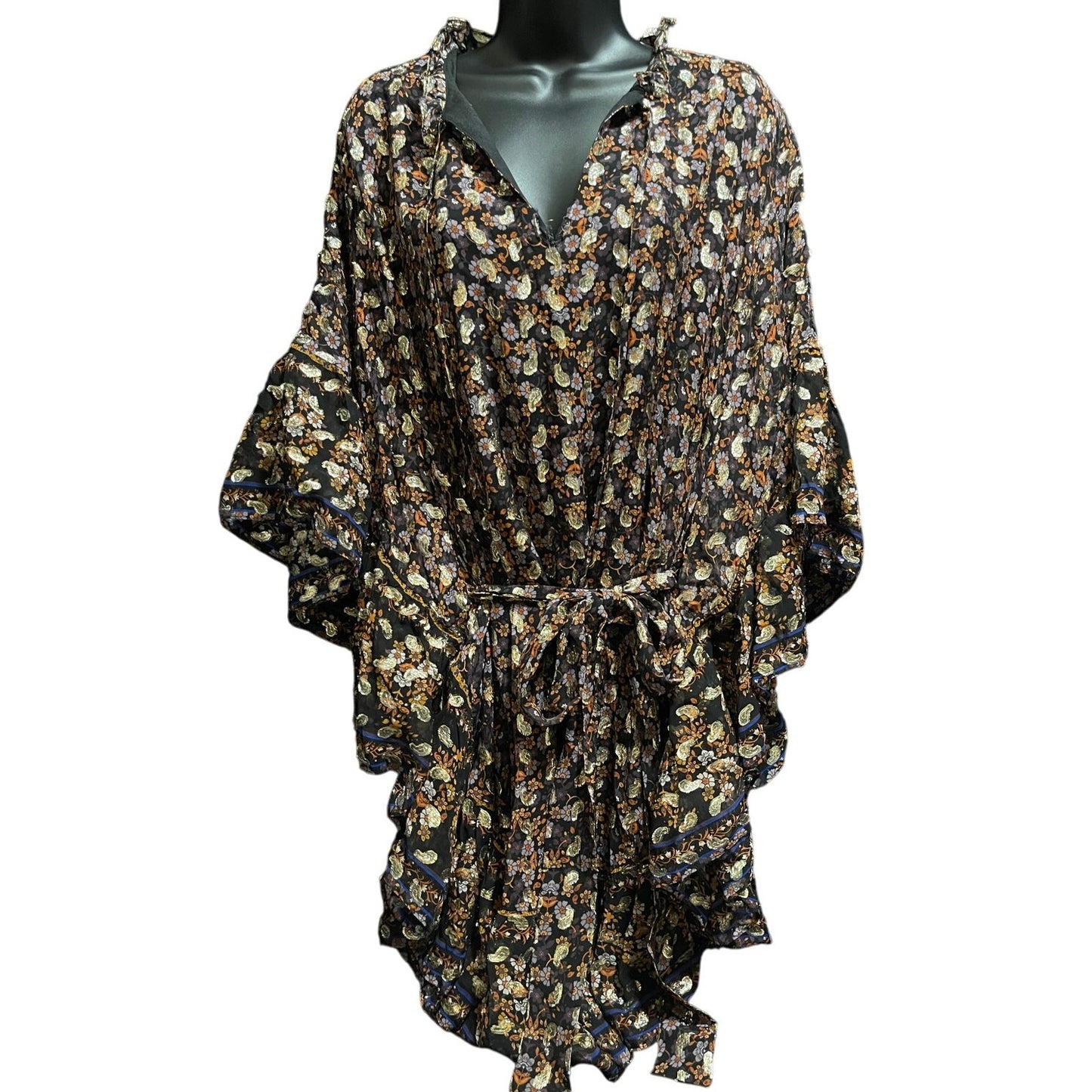 NWT Kobi Halperin Black Floral Boho Dress - Size Large - $598 MSRP