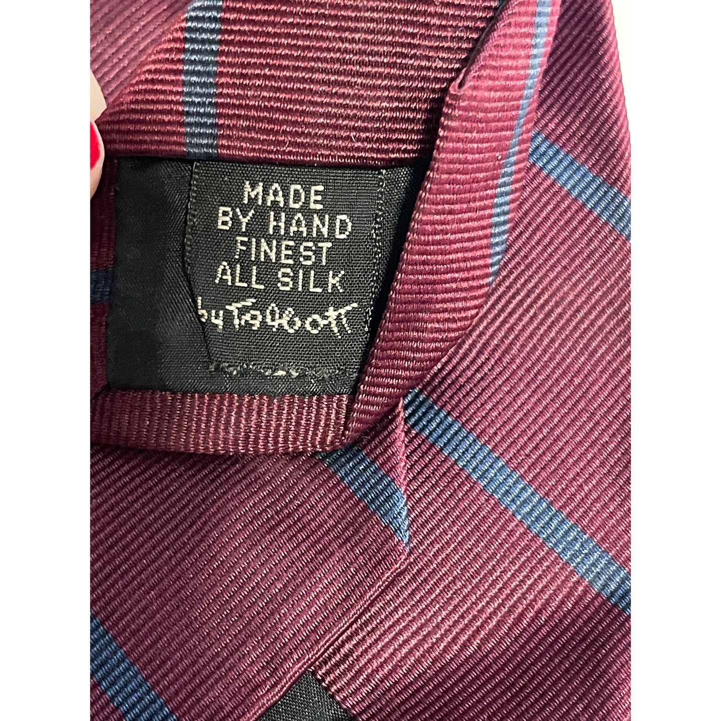 Vintage Robert Talbott Hand Sewn 100% Silk Necktie Deep Purple Blue Striped