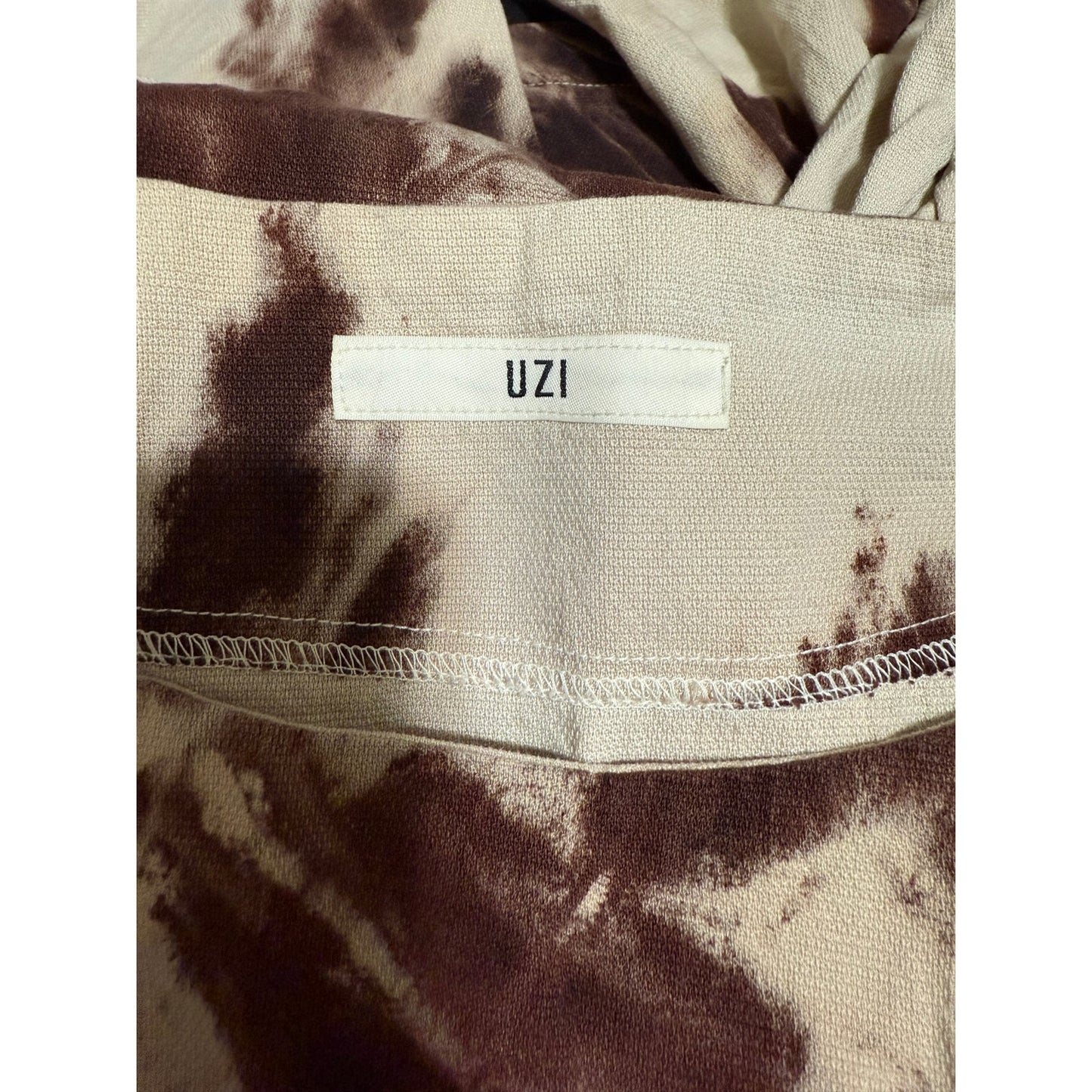 UZI One Size Brown and Tan Tie Dye Caftan Blouse Box Top