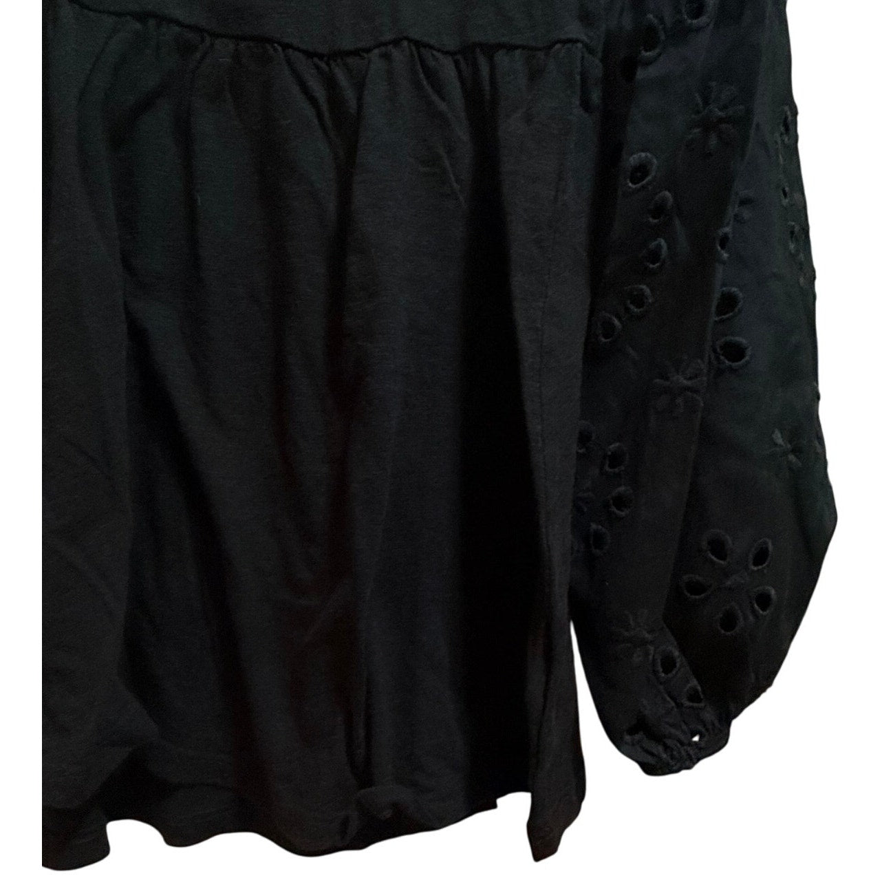 Torrid Black Long Sleeve Eyelet Sleeve Boho Blouse - Size 0 (Large)