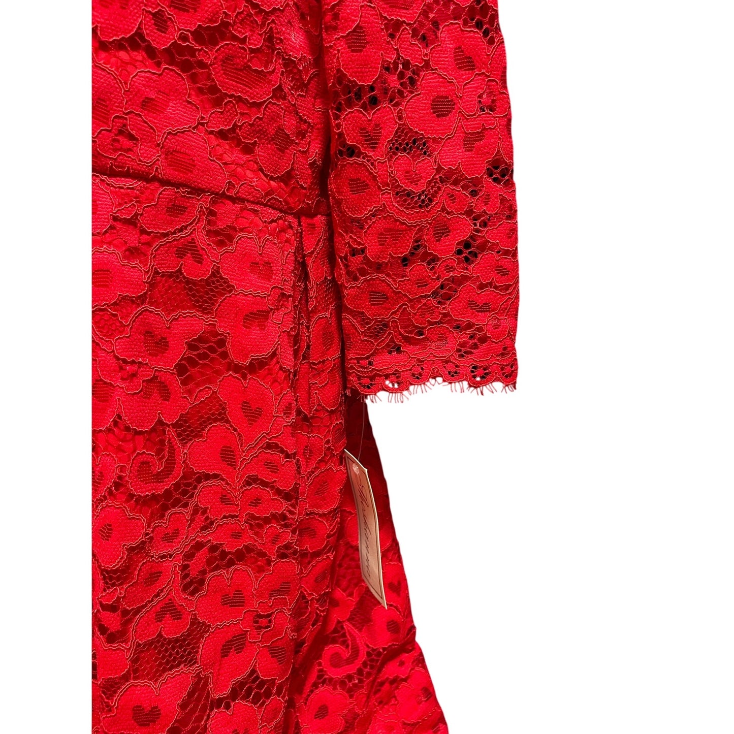 NWT Shoshanna Red Lace 3/4 Sleeve Midi Dress - Size 10