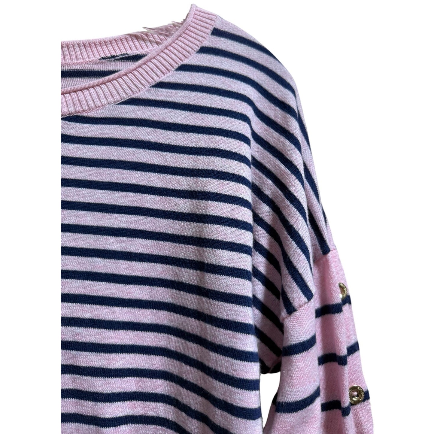 Lilly Pulitzer Pink & Navy Striped Sweater Long Sleeve - Size Medium