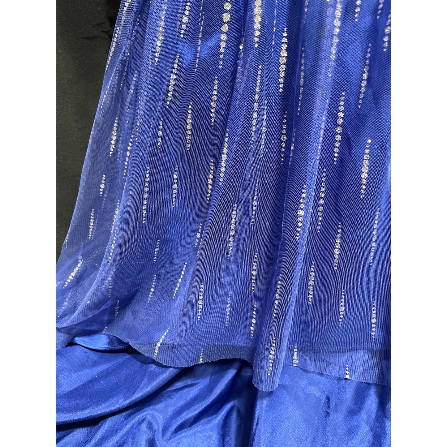 Morgan & Co Blue w/Silver Sequin Halter Dress - Size 3/4