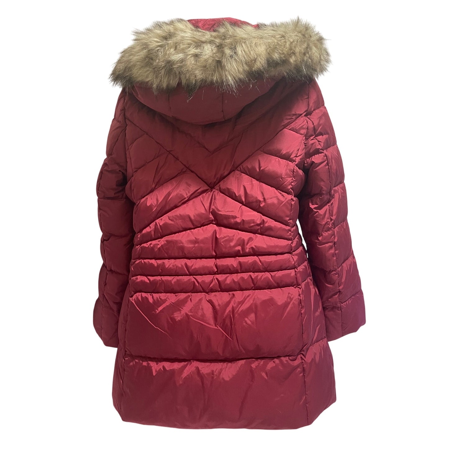 NWT London Fog Rhubarb Hooded Quilted Down Hooded Long Padded Coat