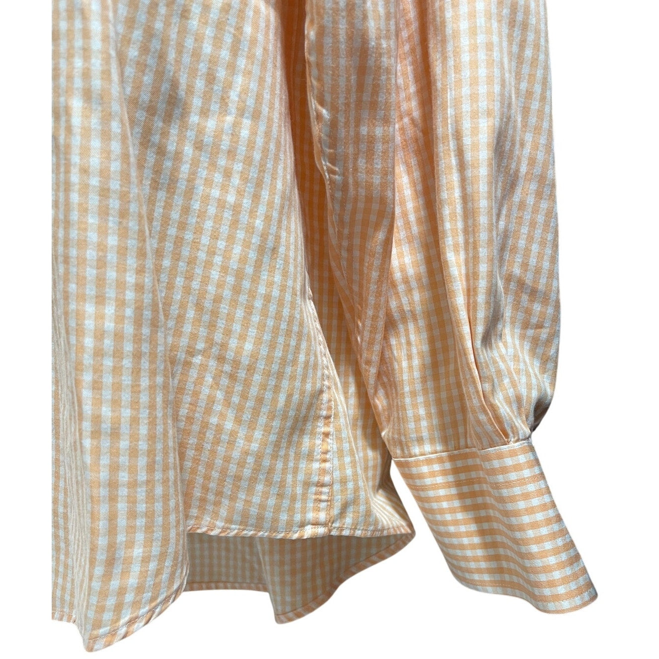 Peter Millar Crown Soft Cotton & Silk Blend Peach & White Checkered Shirt - XL