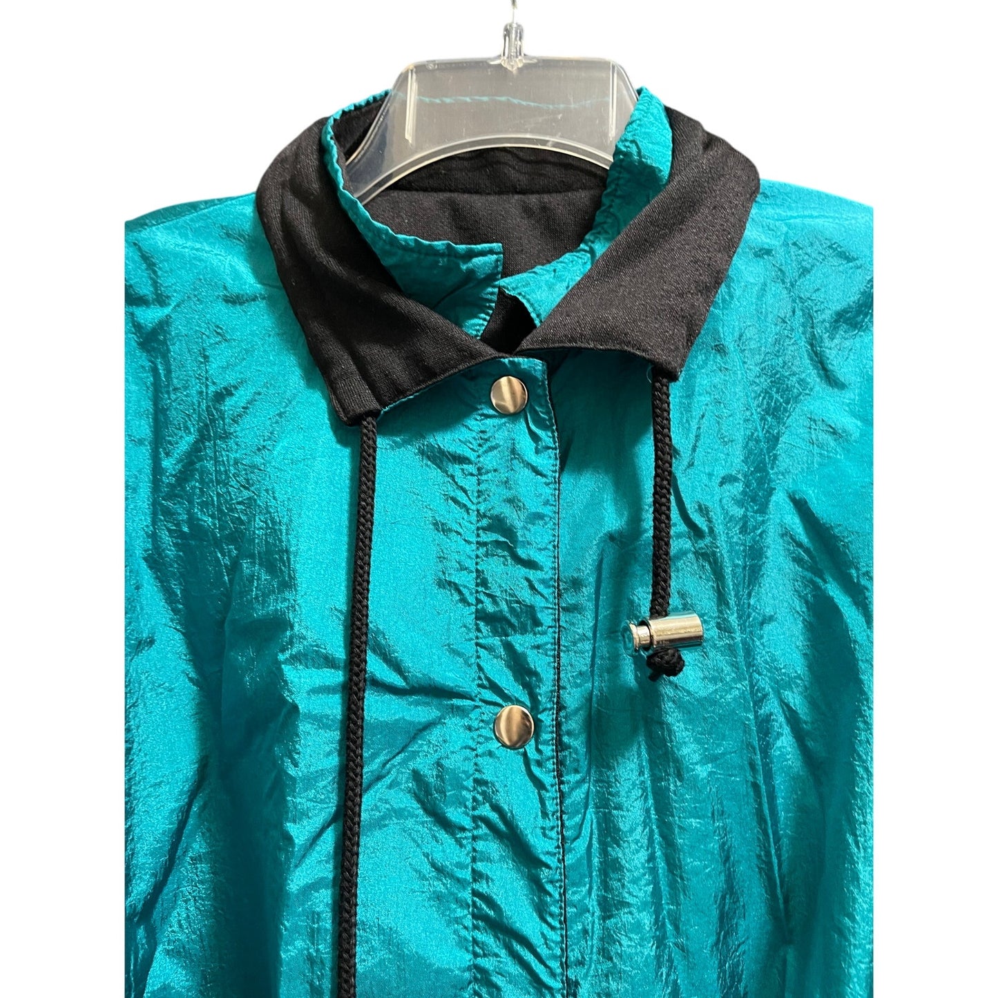 Vintage Teal and Black Reversible Windbreaker Jacket - Men's Small