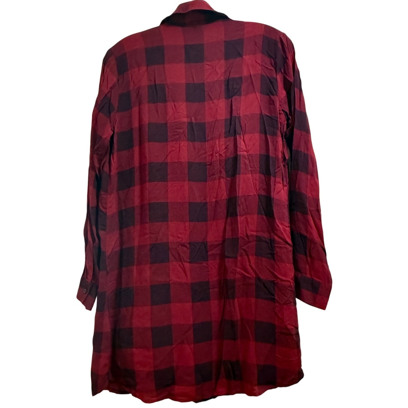 BB Dakota Red Plaid Collared Long Sleeve Shirt Dress - Size Small