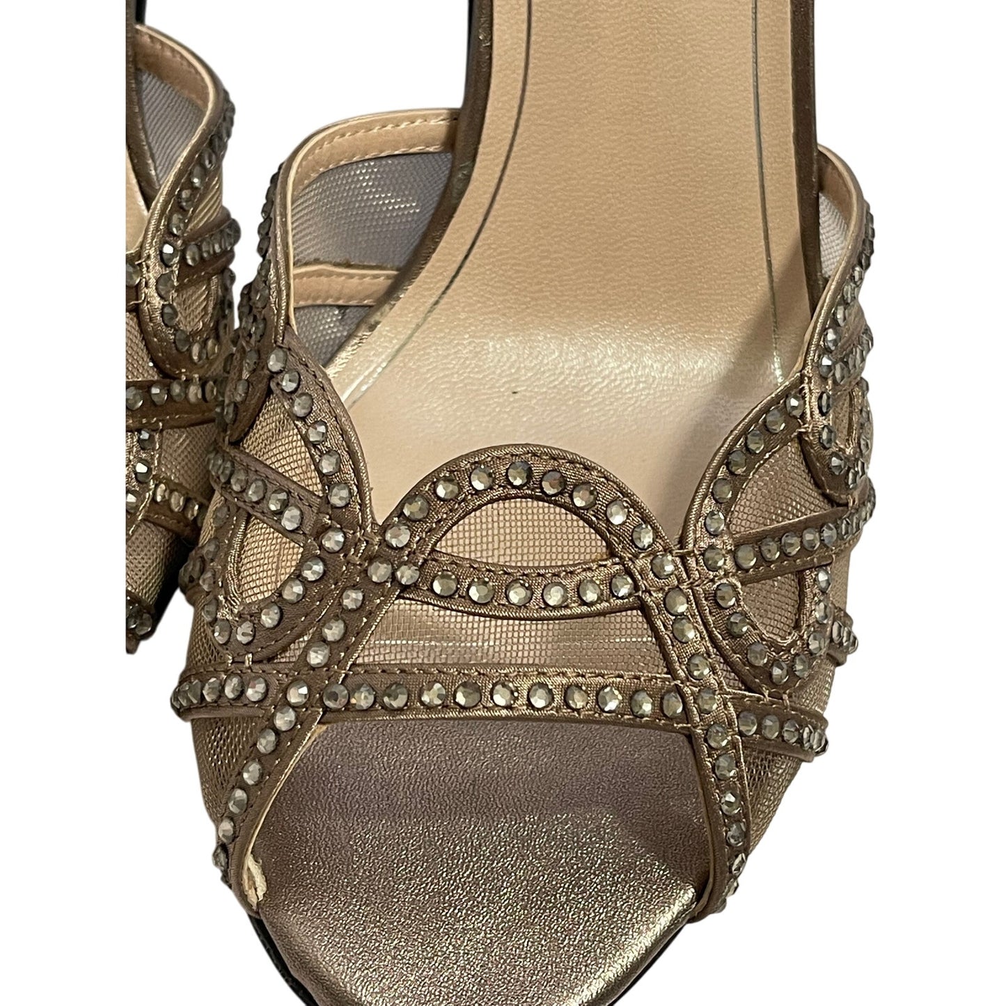 Caparros "Rockette" Metallic Bronze Leather Peep Toe Heels 9.5M