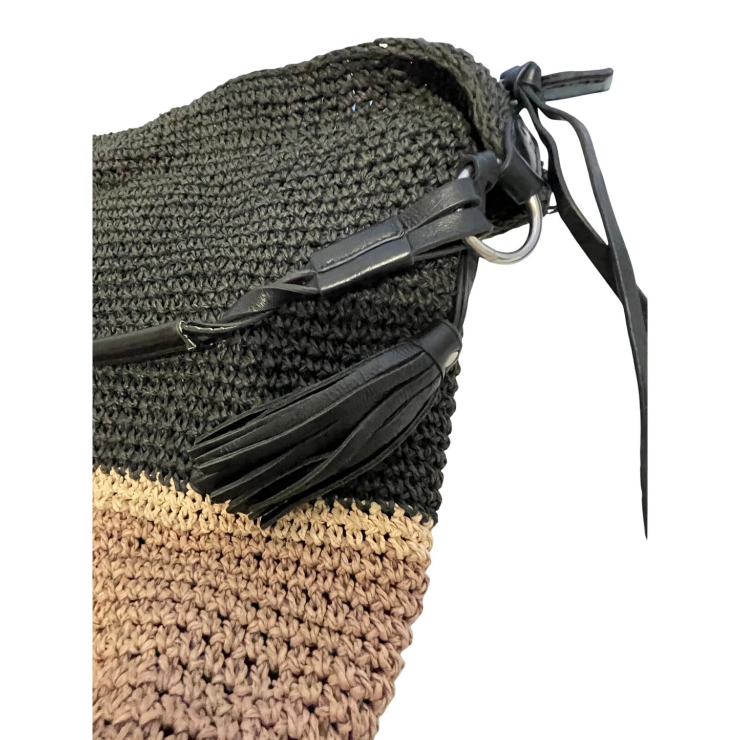 Vintage Banana Republic Black and Tan Woven Tote Bag