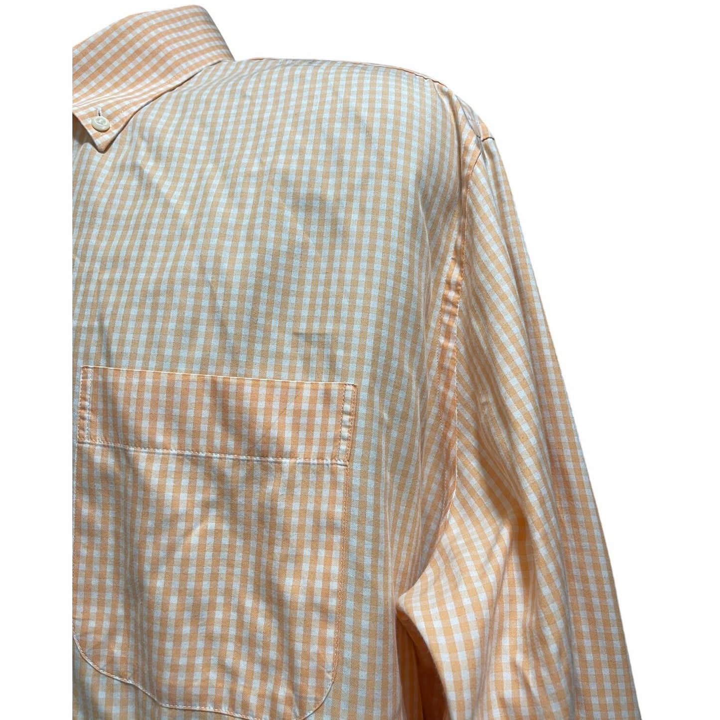 Peter Millar Crown Soft Cotton & Silk Blend Peach & White Checkered Shirt - XL