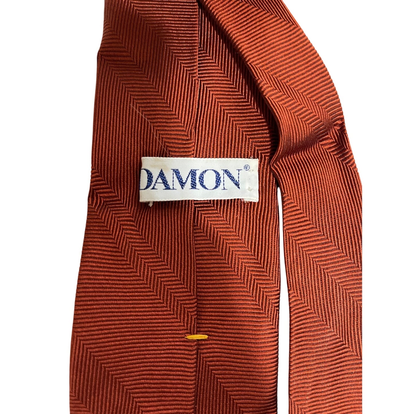 Vintage Damon Orange Textured 100% Silk Necktie - Men's Tie