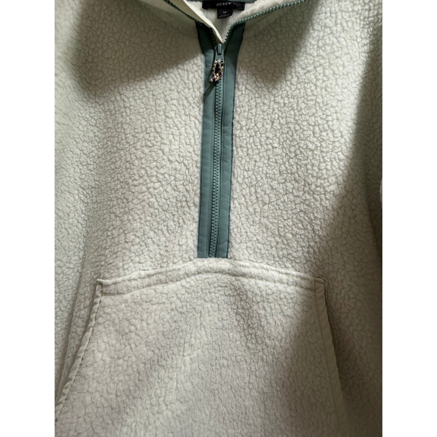J.Crew Pale Mint Green Sherpa 1/4 Zip Pullover - Medium
