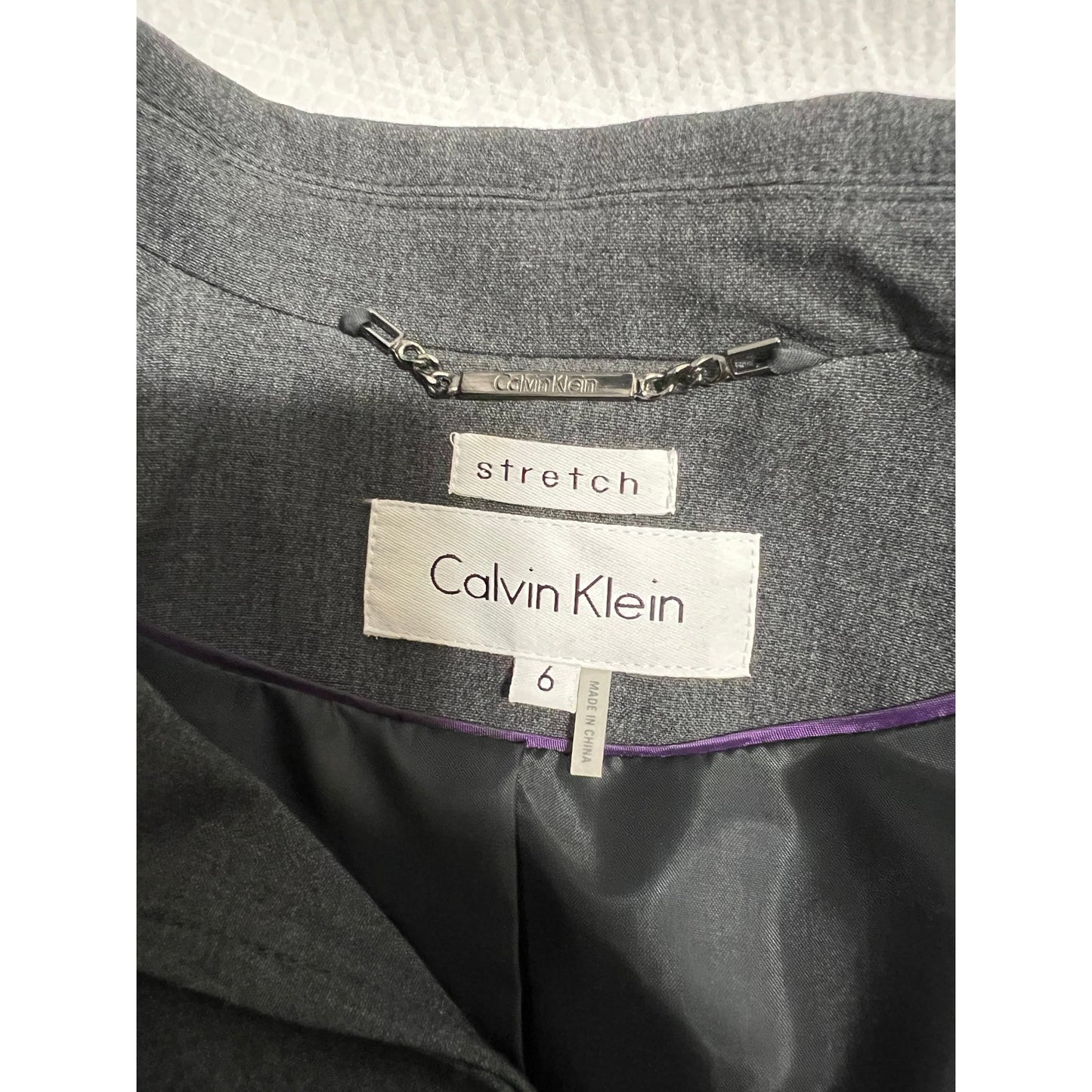 Calvin Klein Size 6 Stretch Dark Gray 3 Button Jacket Lined