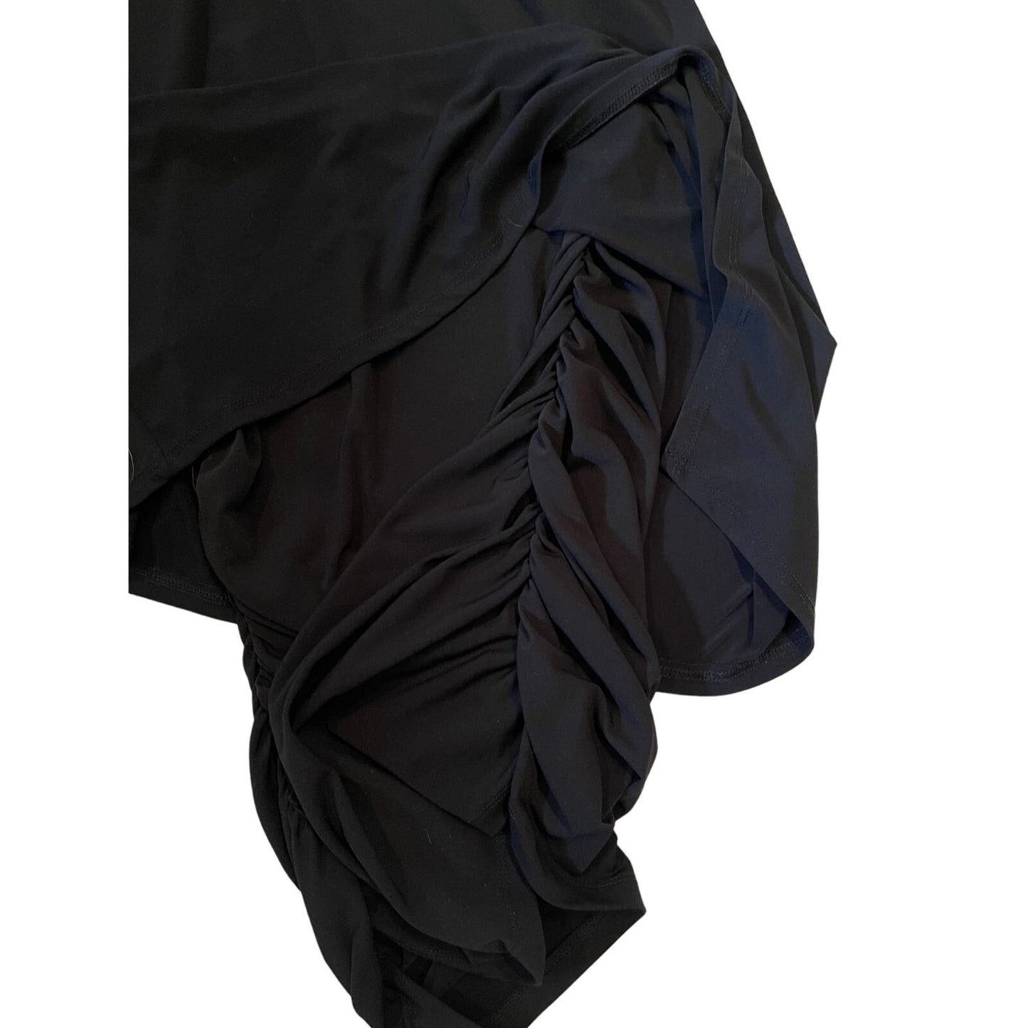 Clara Sun Woo Black Runched Layered Cocktail Evening Dress Size XS Long Sleeved