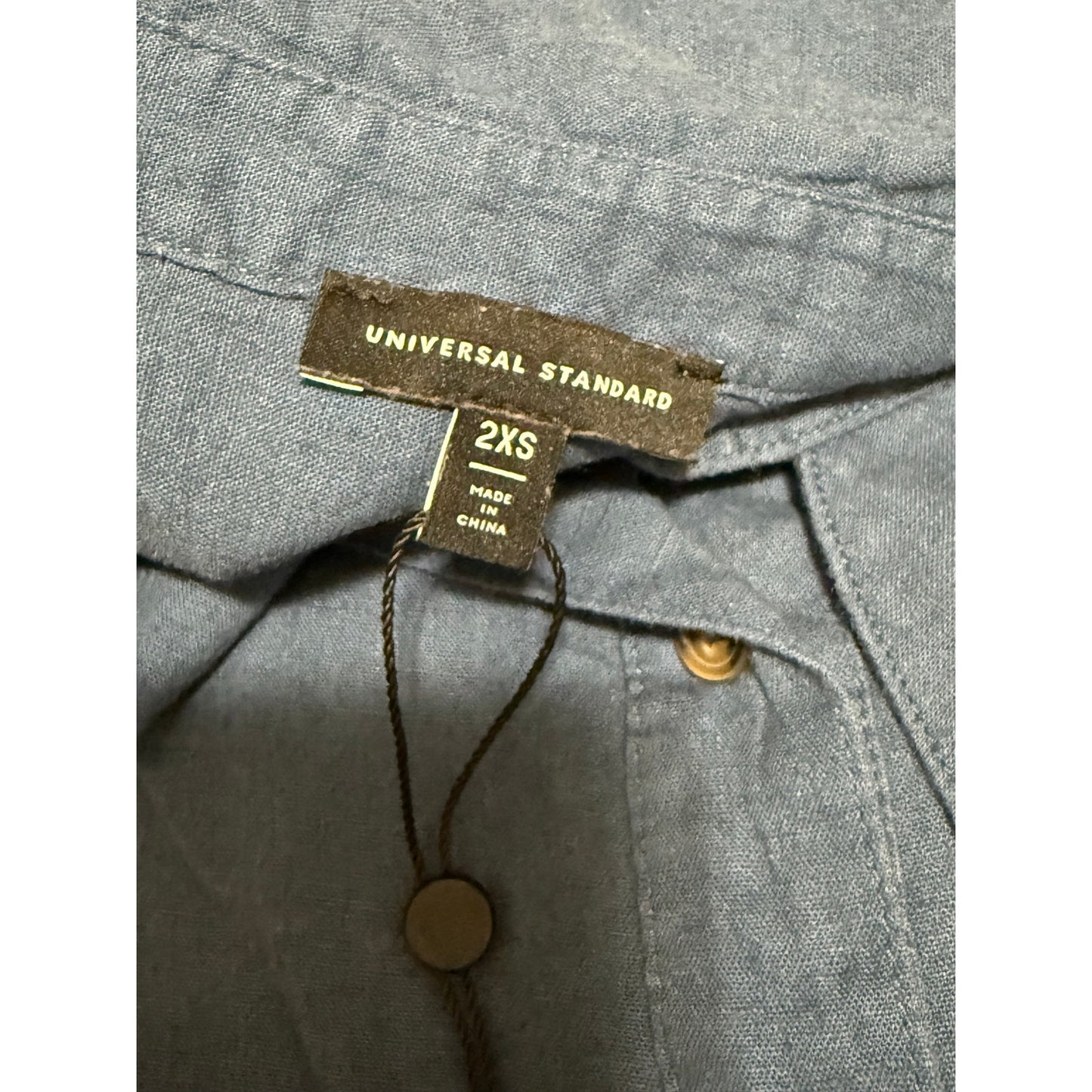 Universal Standard Oversized 2XS Blue Collared Button Up Linen Blend Shirt