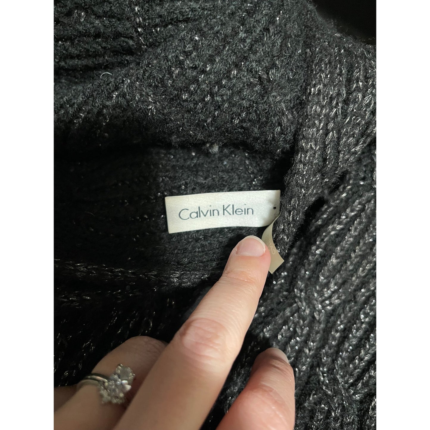 Calvin Klein Black and Silver Metallic Infinity Scarf