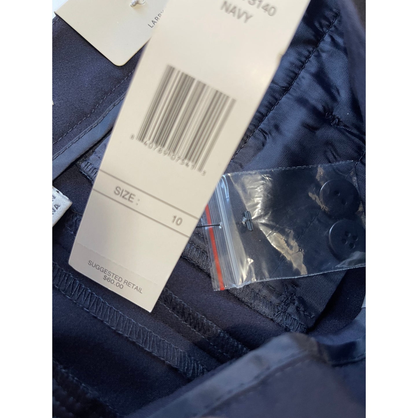 Larry Levine Size 10 Platinum Navy Blue Dress Pants - NWT - $60 MSRP