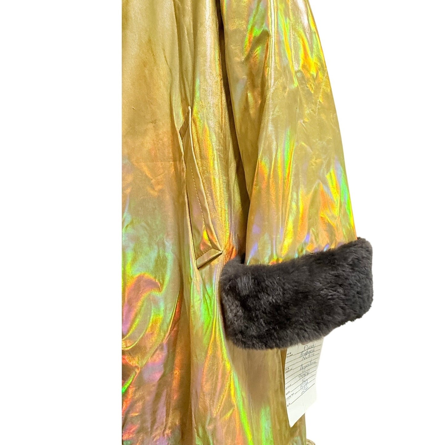 Vintage David Goodman for Gus Goodman Yellow Reflective Fur Lined Size 10 Coat