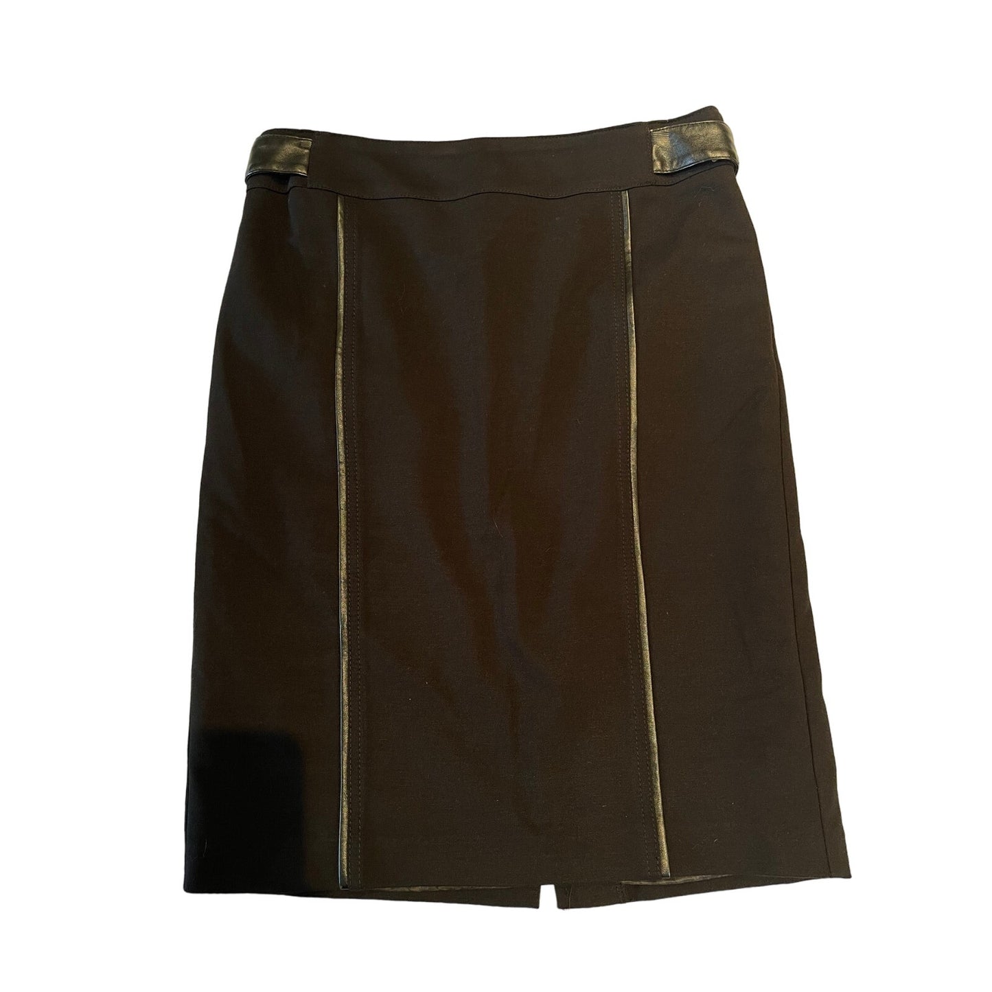 Dahlia Collection Black Lined Pencil Skirt - Leather Accents - Size 8