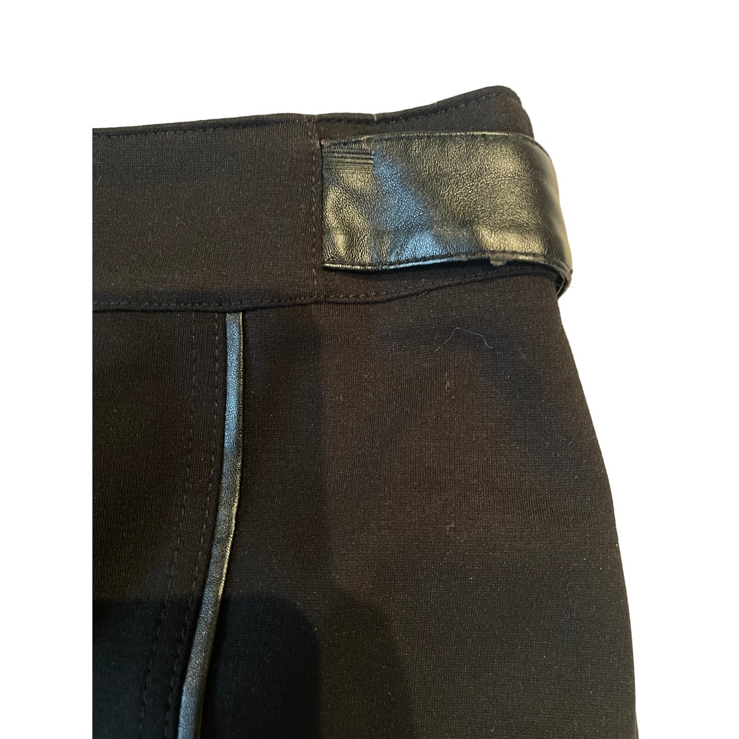Dahlia Collection Black Lined Pencil Skirt - Leather Accents - Size 8
