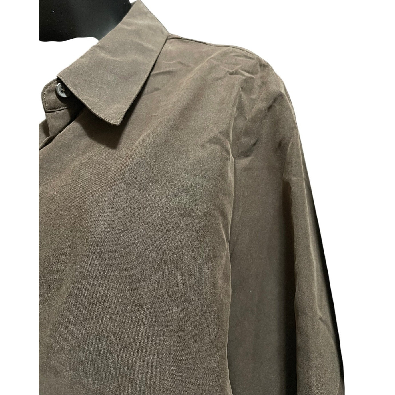 Liz Claiborne Size 12 Deep Brown Long Sleeve Collared Button Down Blouse