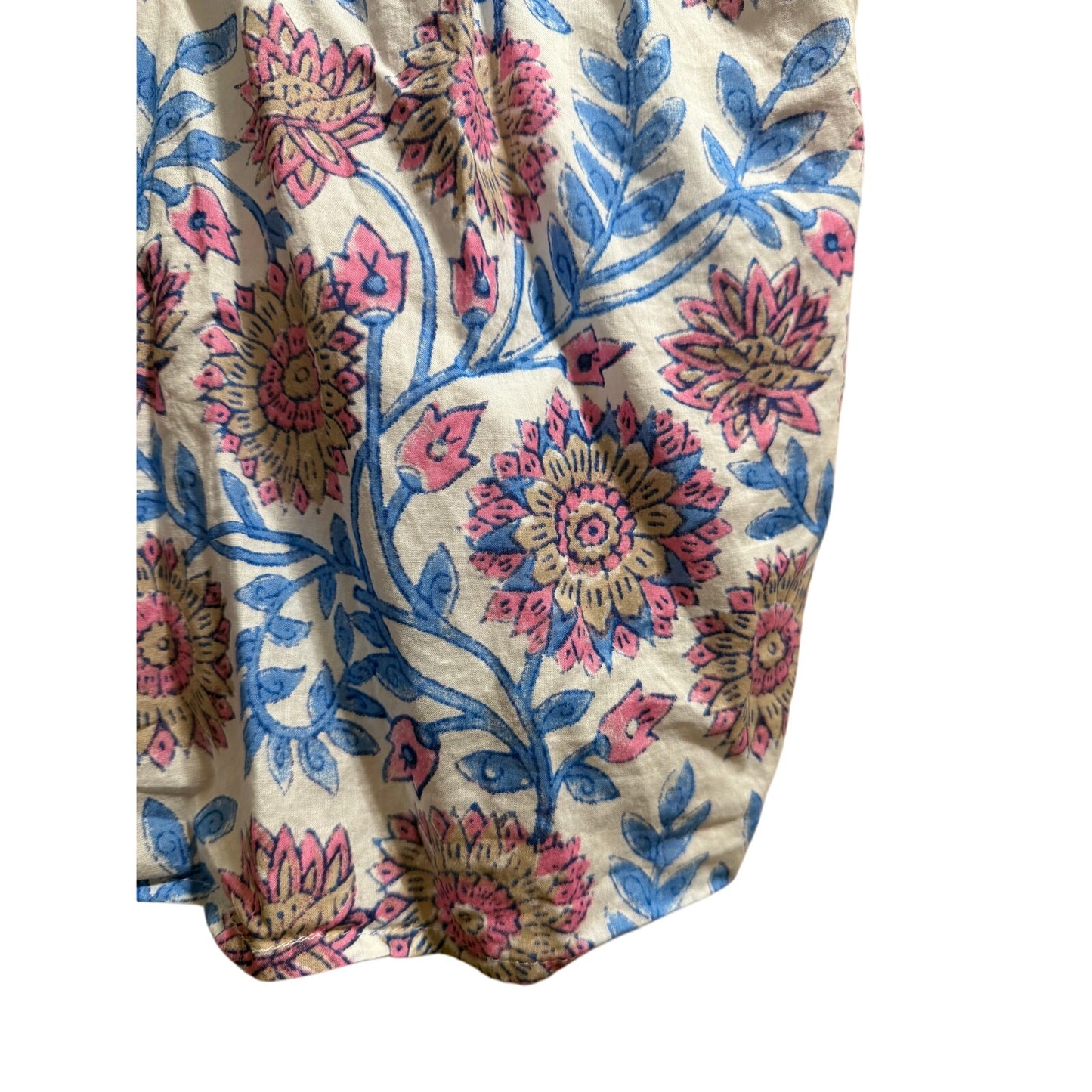 J.Crew Size Medium Pink & Blue Floral Ruffle Neck Blouse
