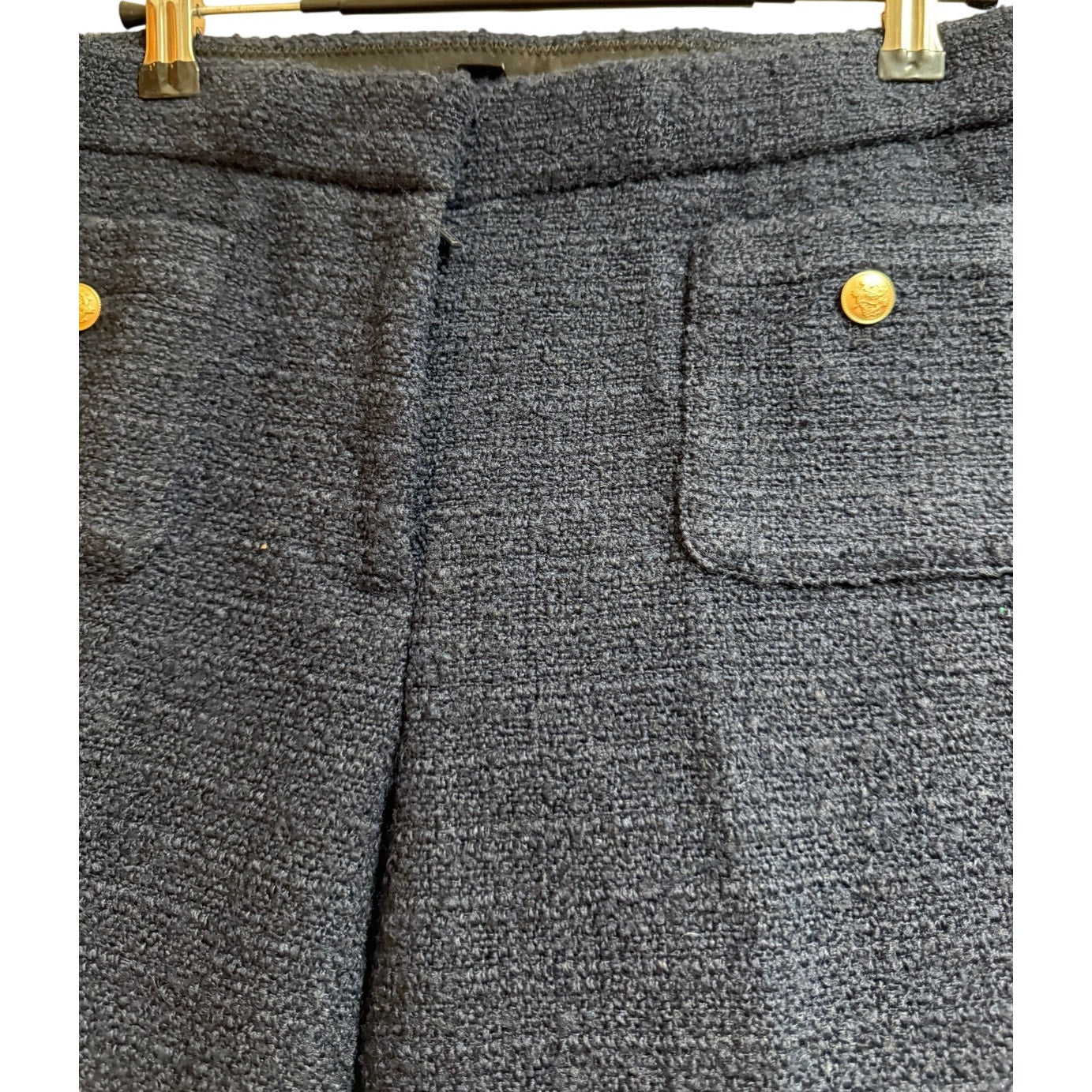 J.Crew Navy Blue Heavy Knit Wool Blend Straight Leg Trousers - Size 8