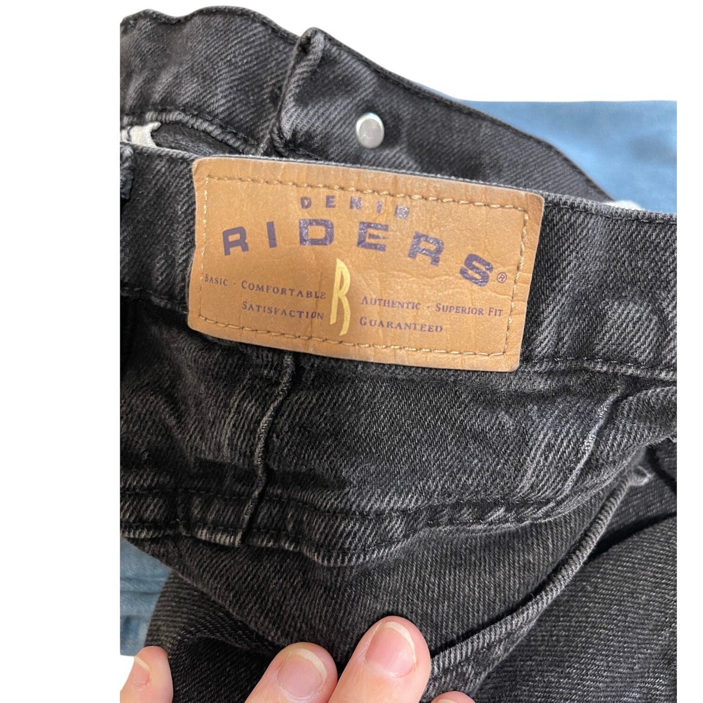 Vintage Black Denim Riders Straight Leg Denim Jeans - Size 12