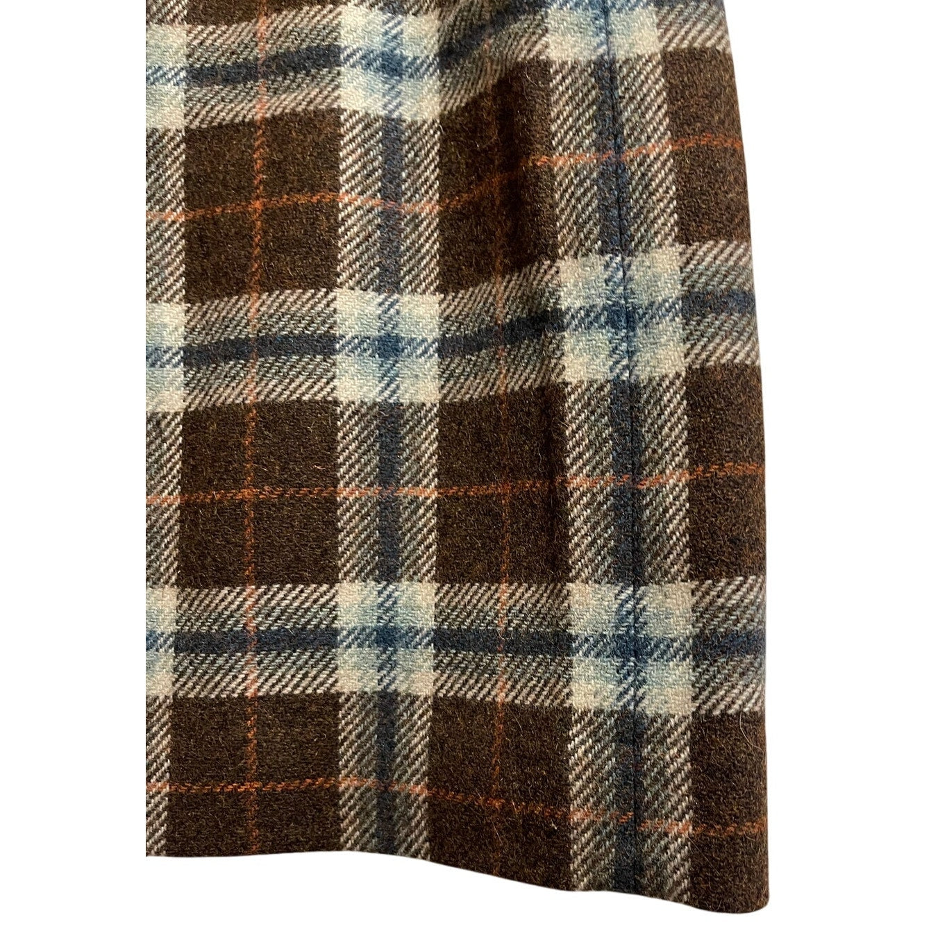 L.L. Bean Favorite Fit Wool Blend Brown Plaid Skirt Size 8