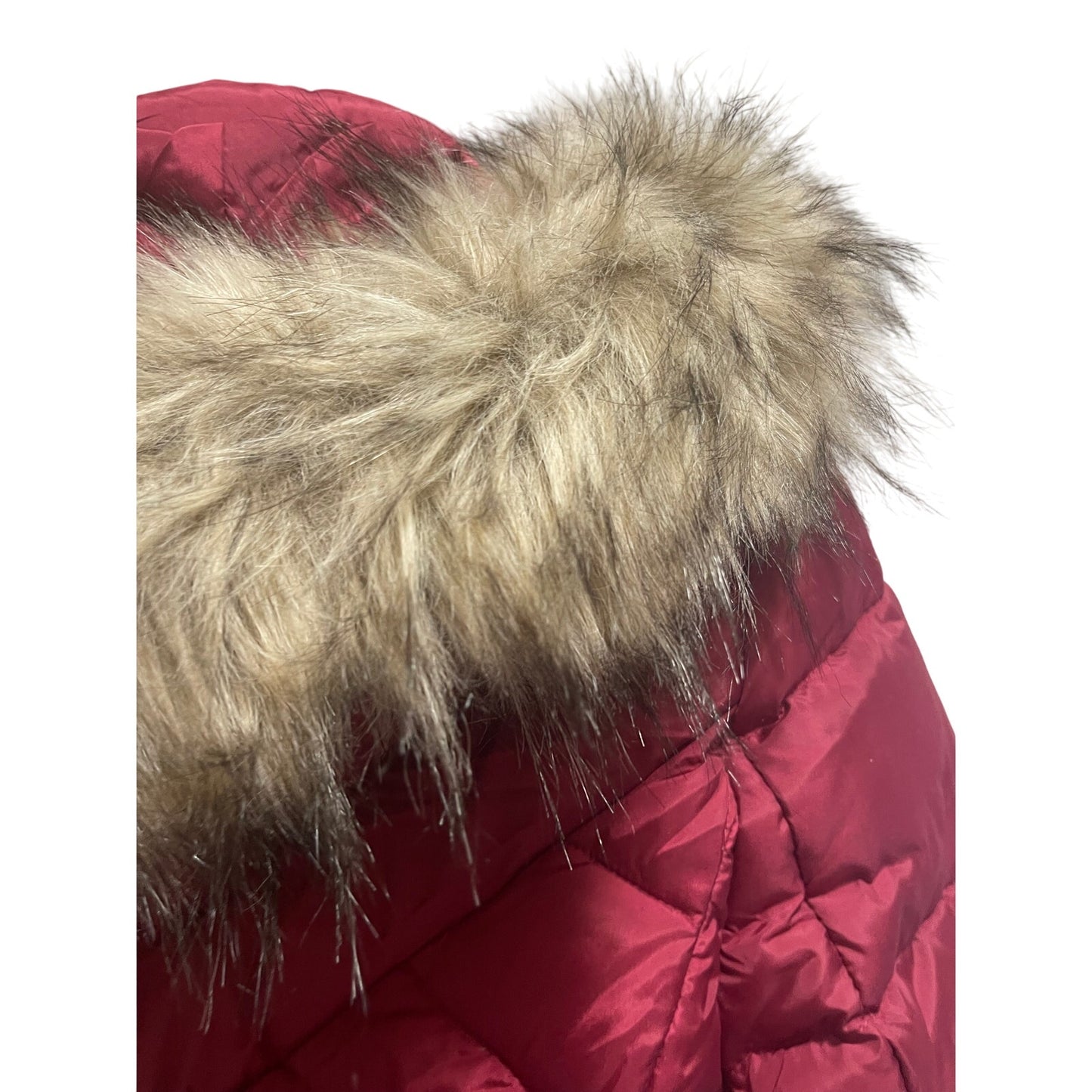 NWT London Fog Rhubarb Hooded Quilted Down Hooded Long Padded Coat