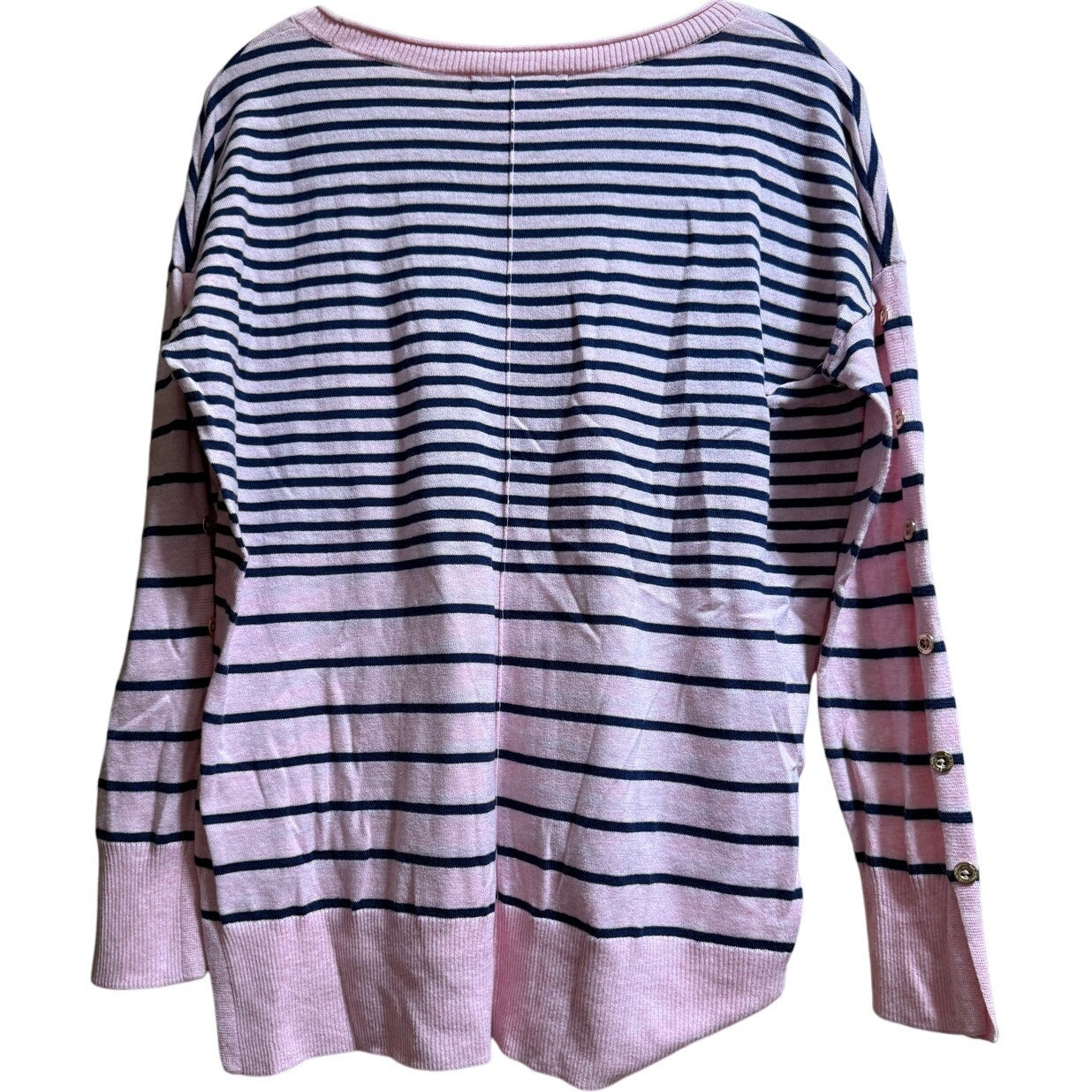 Lilly Pulitzer Pink & Navy Striped Sweater Long Sleeve - Size Medium