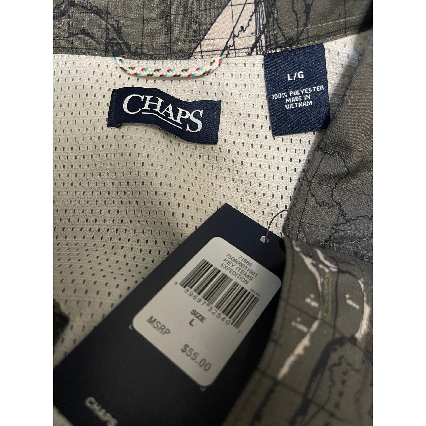 Chaps Key Items Expedition UPF 50+ Short Sleeve Button Up - NWT - MSRP $55