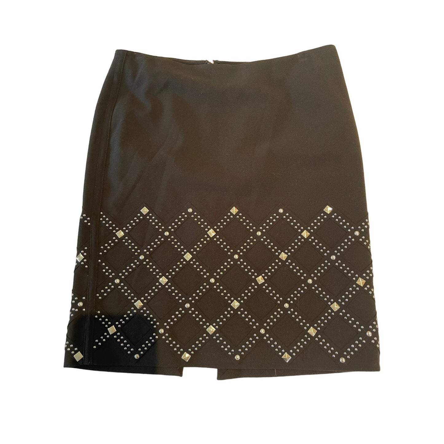 White House Black Market Size 6 Pencil Skirt - Black w/ Silver Studs