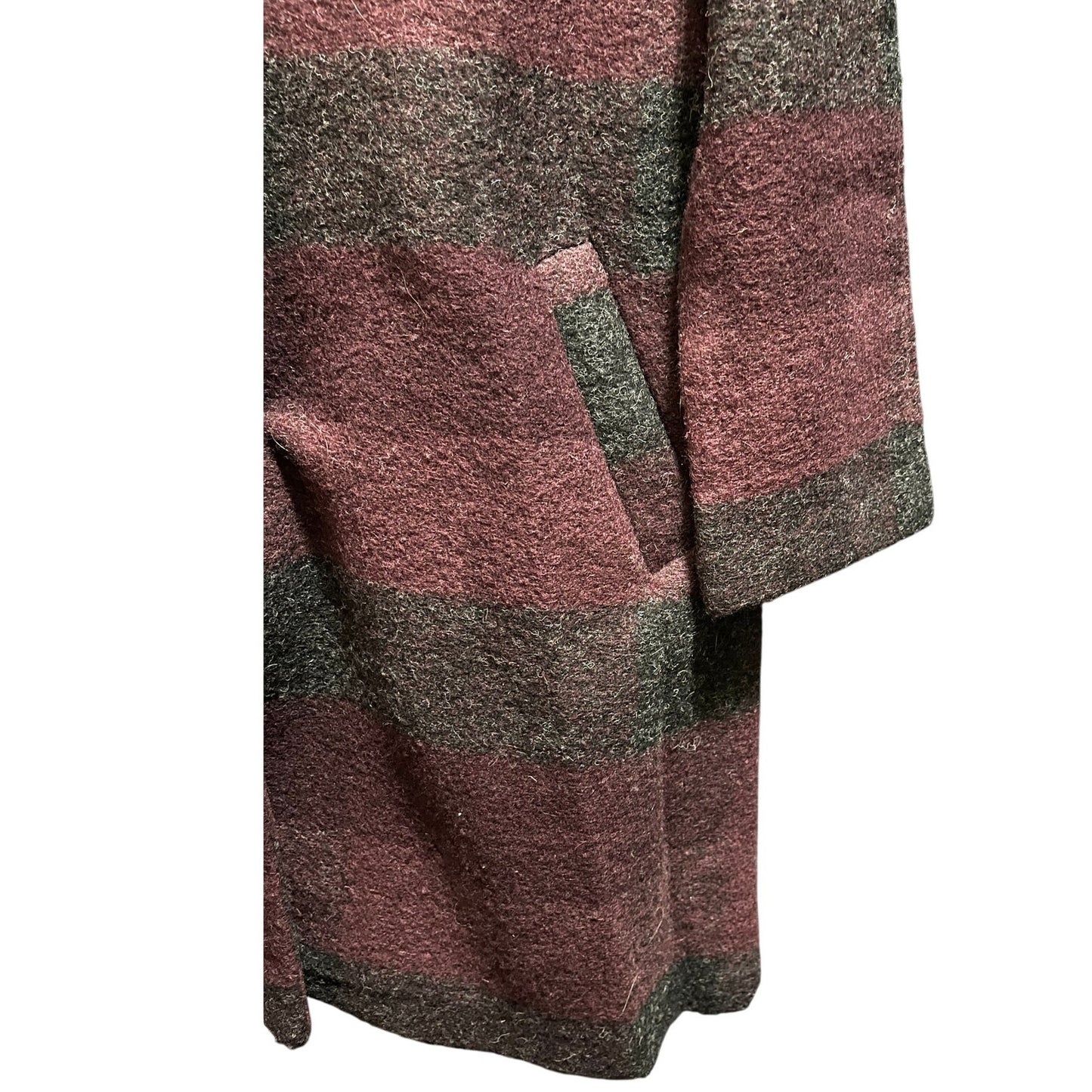 Adrienne Vittadini Wool Blend Plaid Long Jacket - Medium