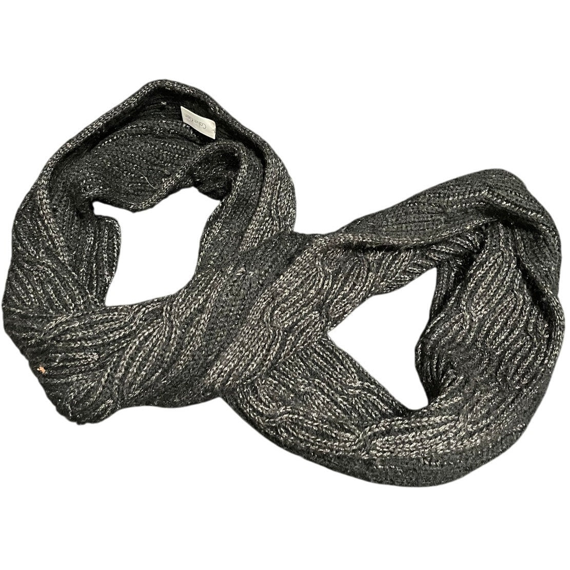Calvin Klein Black and Silver Metallic Infinity Scarf