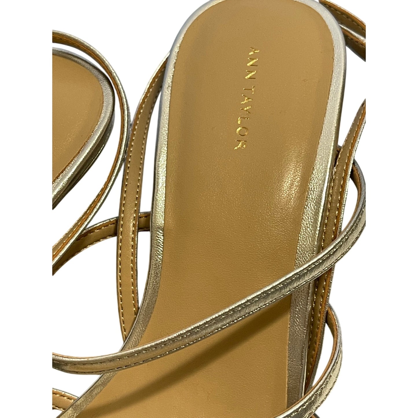 NIB Ann Taylor Silver Leather Strappy Sandals Size 9.5 M