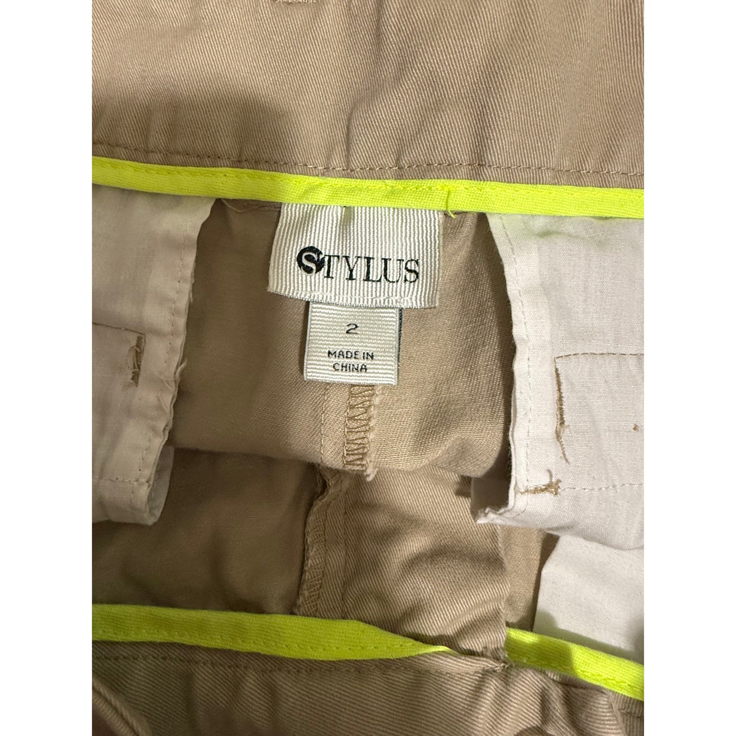 Stylus Khaki Chino Shorts - Size 2 - Women's - Pockets