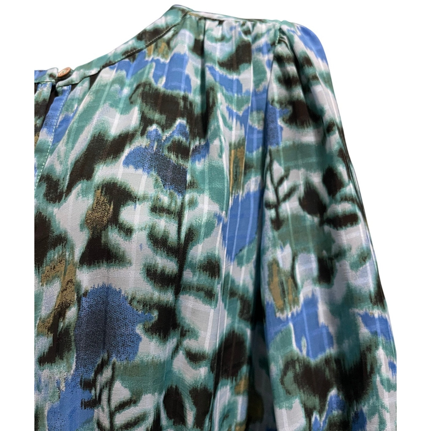 See U Soon Blue Abstract Print Long Sleeve Dress - Size Small
