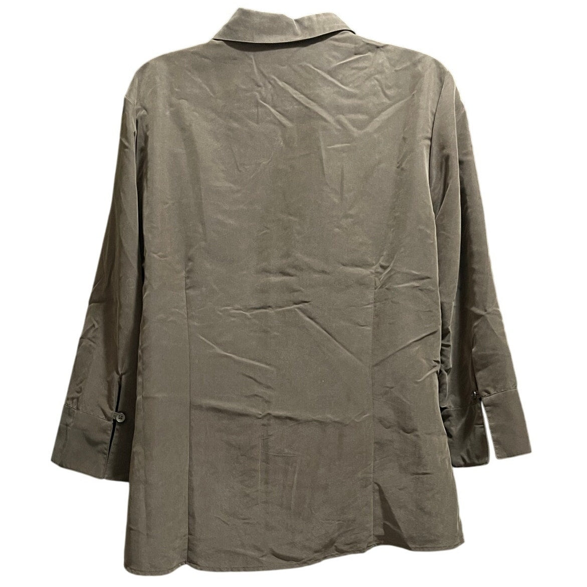 Liz Claiborne Size 12 Deep Brown Long Sleeve Collared Button Down Blouse