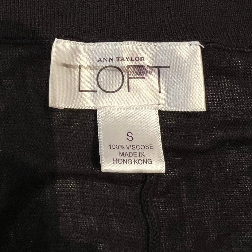 Ann Taylor The Loft Black Fine Gauge Dolman Short Sleeve Fitted Blouse - Size S