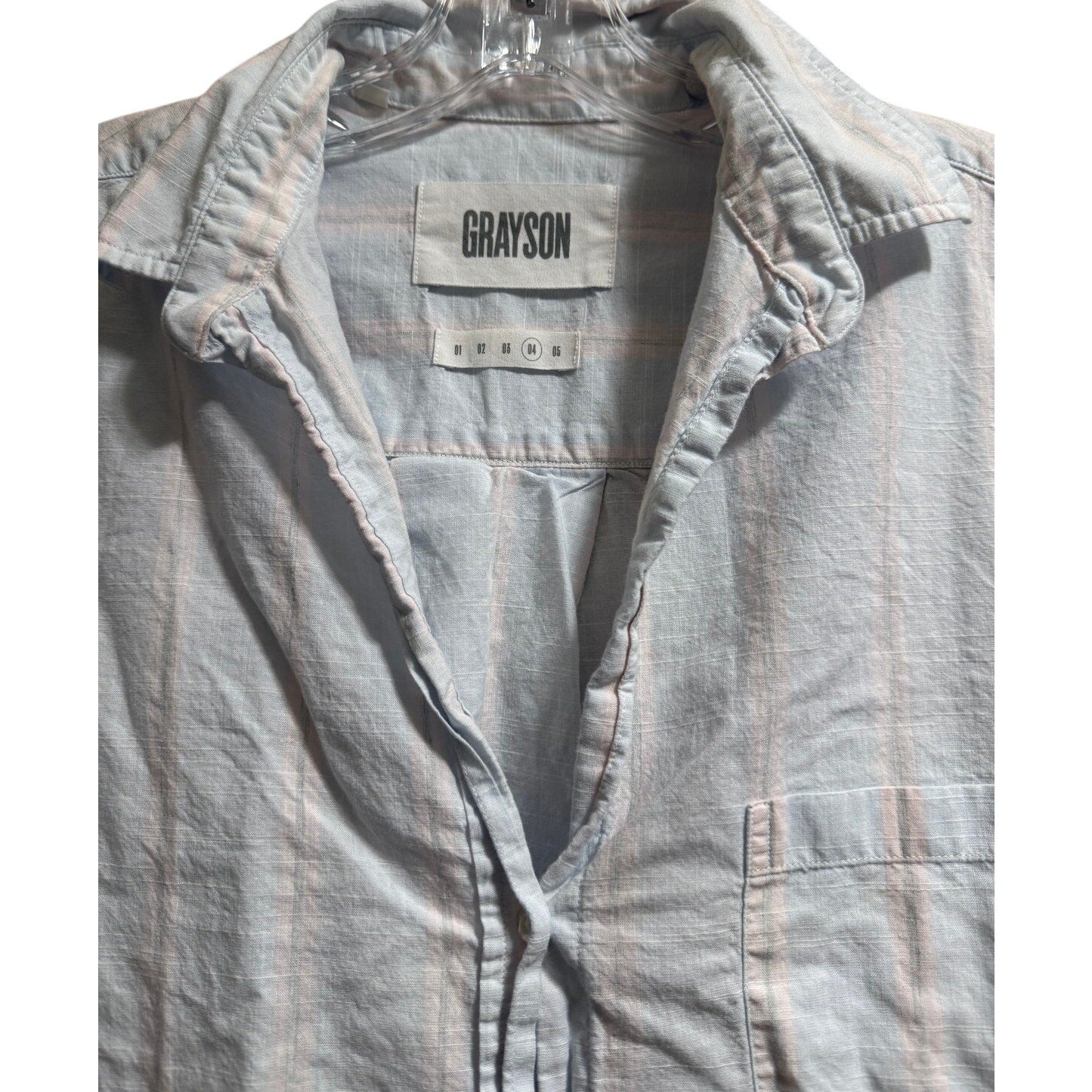 Frank & Eileen Grayson Pale Blue & Pink Stripe Size 4 Button Up Shirt