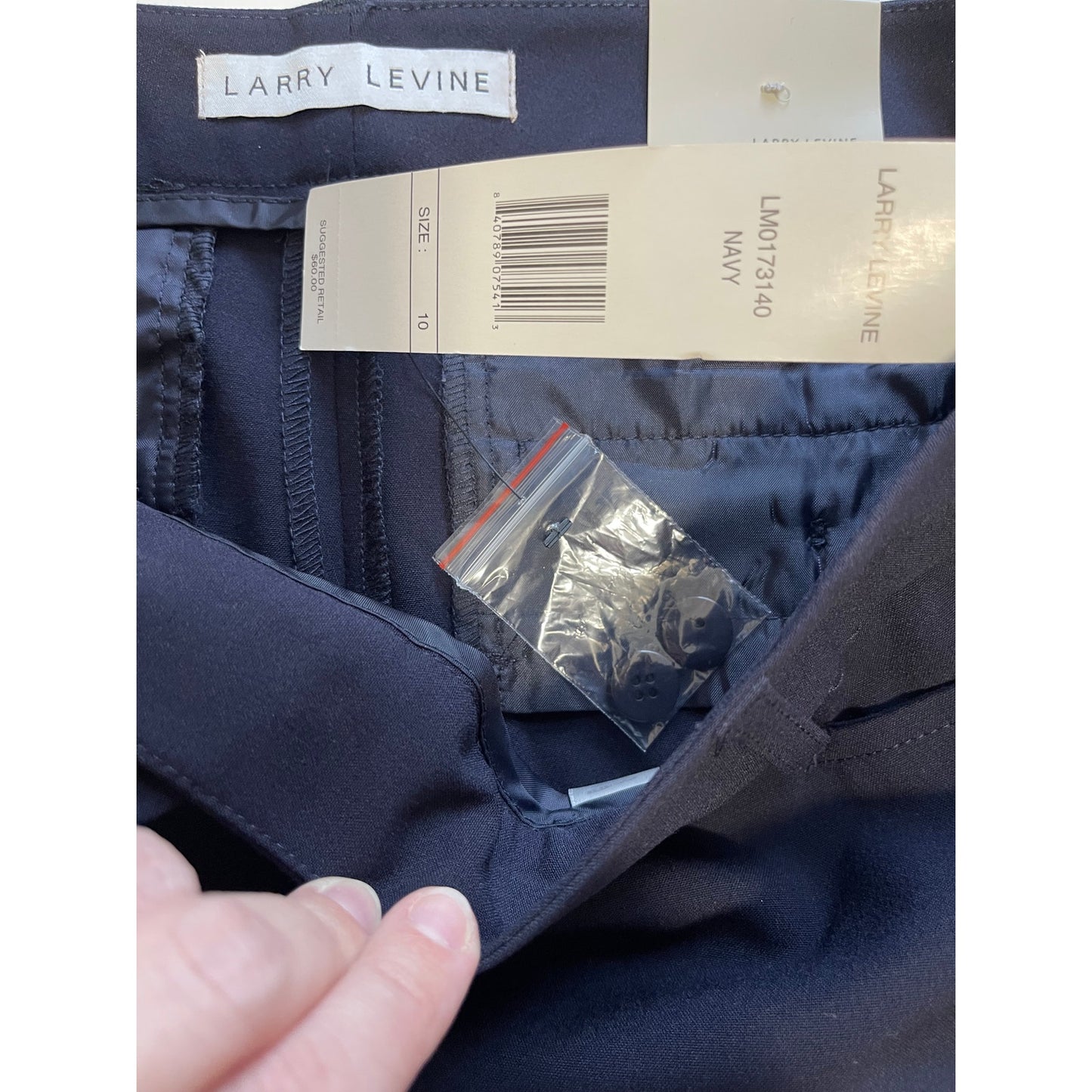 Larry Levine Size 10 Platinum Navy Blue Dress Pants - NWT - $60 MSRP