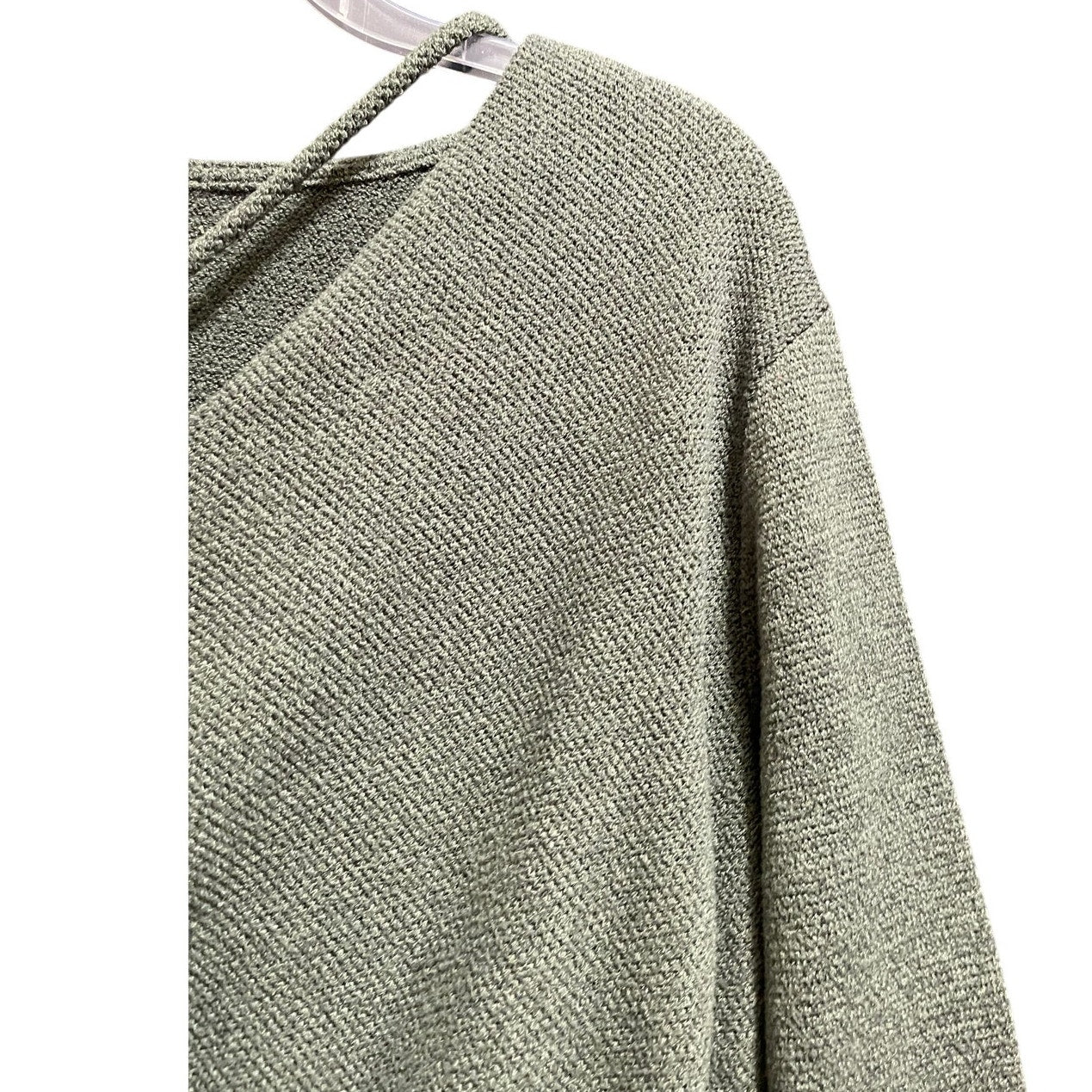 Pleione Olive Green Knit Long Sleeve Sweater Blouse - Large Petite