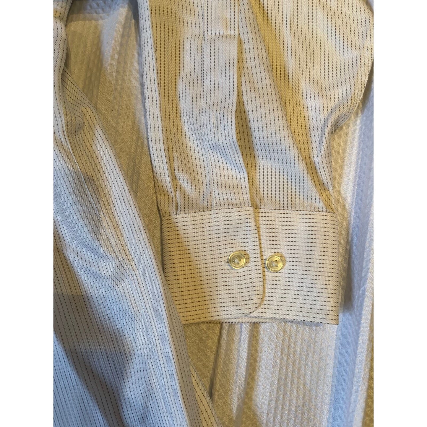 Grant Thomas 16 1/2 - 32/33 Long Sleeve White Gray/Black Stripe Dress Shirt
